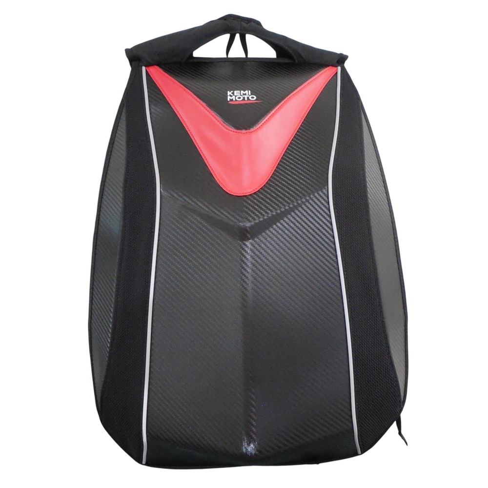 Kemimoto Motorcycle Backpack Hard Shell Aerodynamic Black Red‎